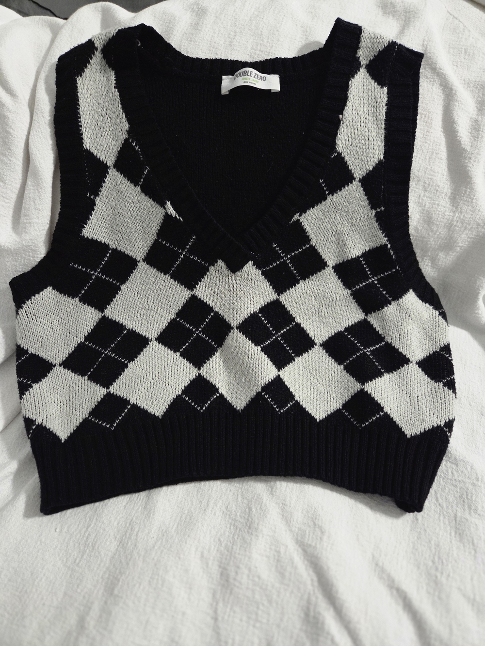 Double Zero Black & White Argyle Vest